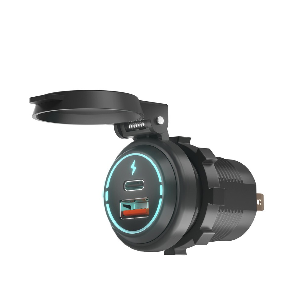 Quick Charger Car Cigarette Lighter Socket Dual USB Type-C Port Charging Power