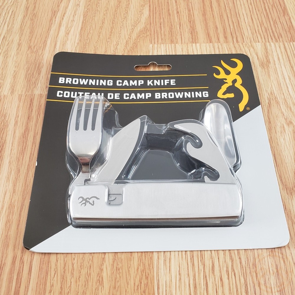 Browning Camping Knife Stainless Handle Blade Fork Spoon Bottle/Can Openers