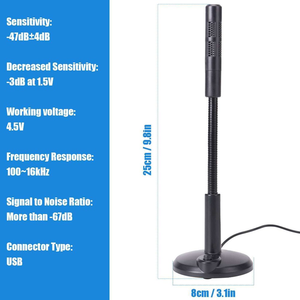 2025 USB Computer Mini Condenser Microphone Stand Recording Mic For PC Desktop