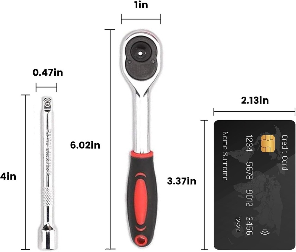 Compact 12 Piece Ratchet Socket Set with Quick-Release Handle and Organizer