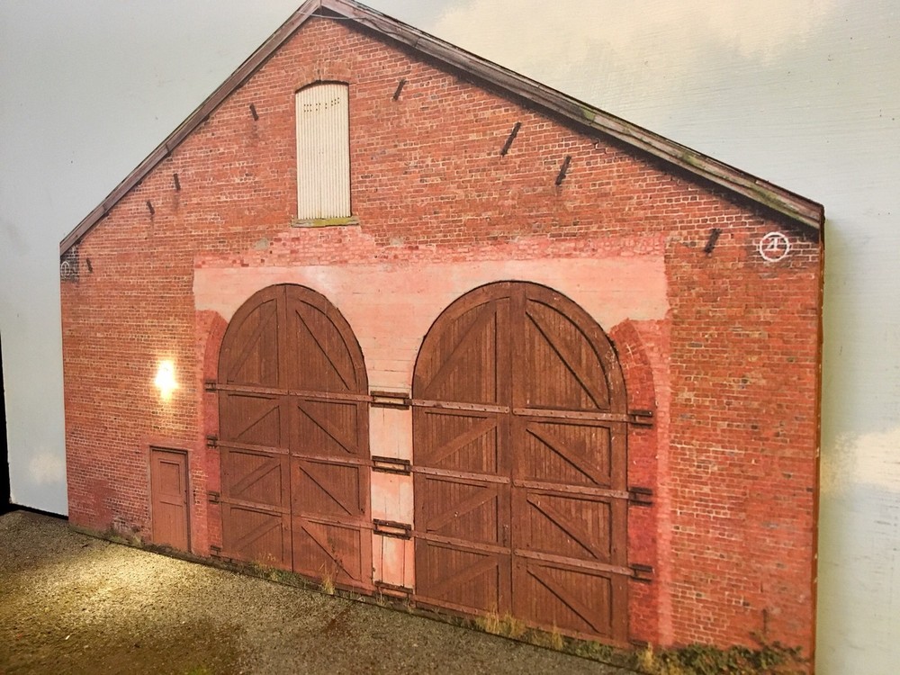 O Scale Scratch Built Engine Shed House Building Front/Flat, w/ LED MTH Lionel