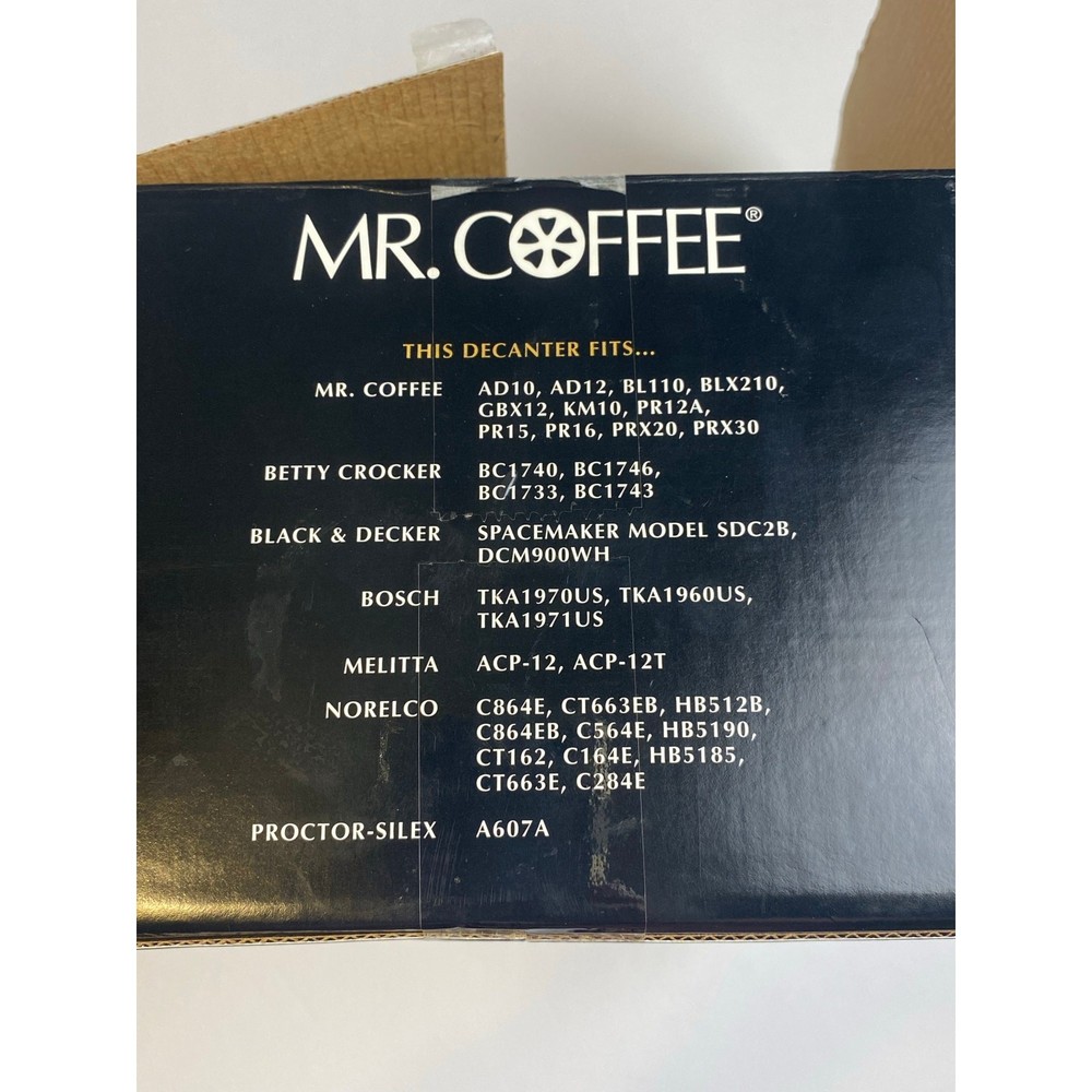 Vintage Mr. Coffee White Replacement Decanter 10-12oz. Open Box