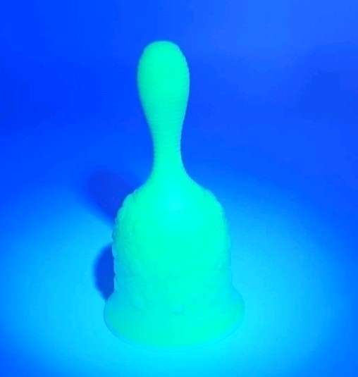 Fenton Uranium Satin Glass Bell Daisy Button Pattern Glows Under Blacklight