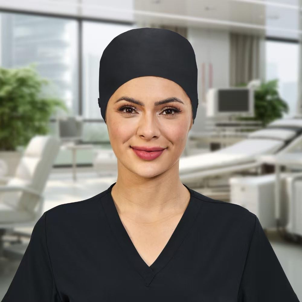 Adjustable Working Cap with Button, Satin-Lined Cotton Working Hat Sweatband,...