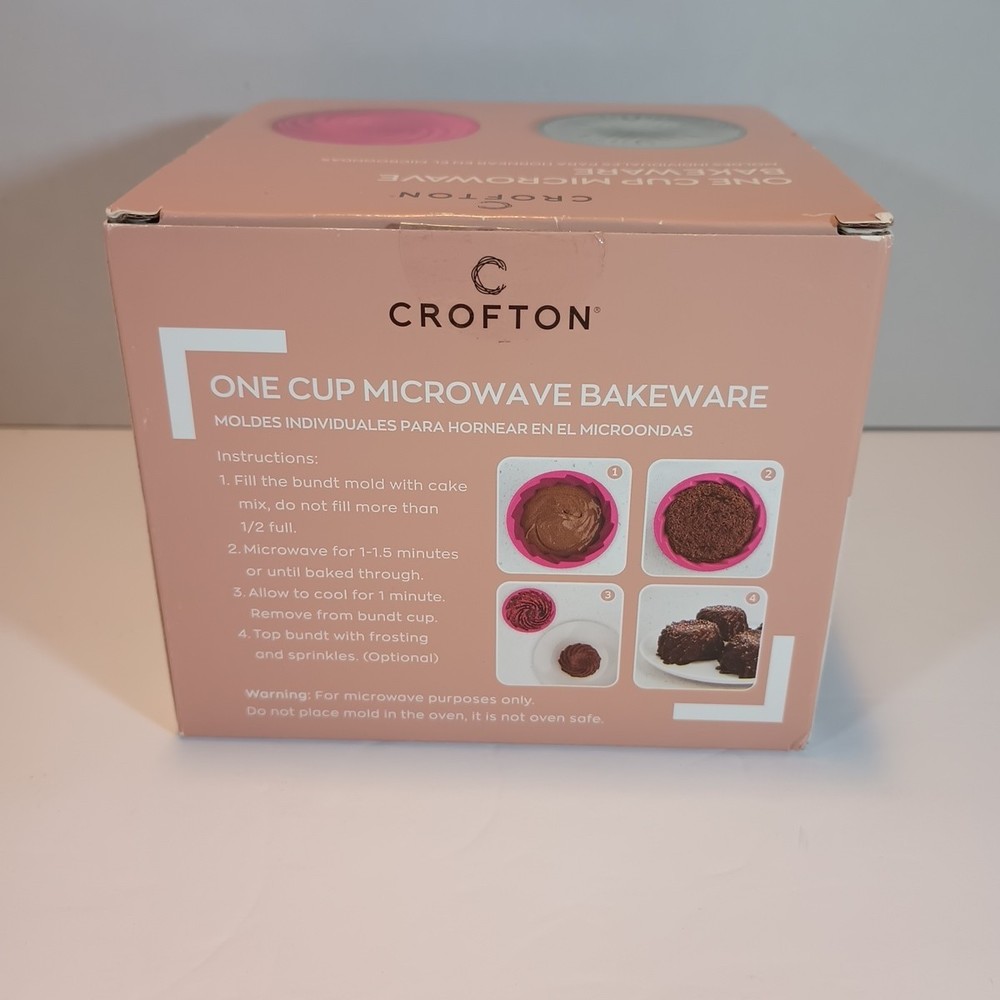 Crofton 4 Pack One Cup Microwave Bakeware Pink & Teal 4.4"