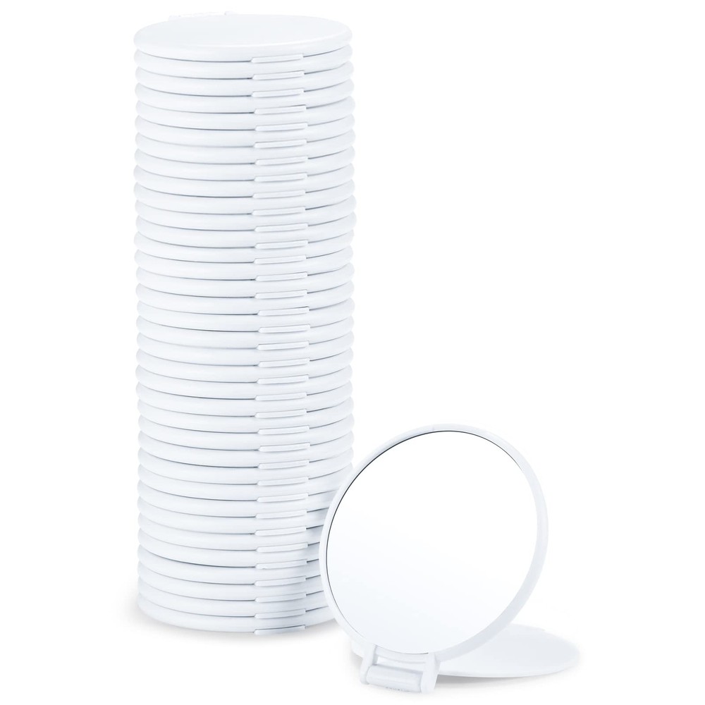 Qislee Compact Mirror Bulk, Round Makeup Bulk 36PCS, 36 Pcs-white