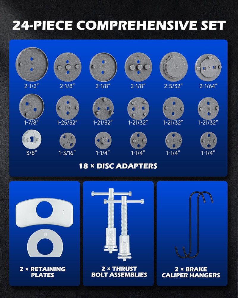 24Pc Brake Caliper Compression Tool Set with Blue Case