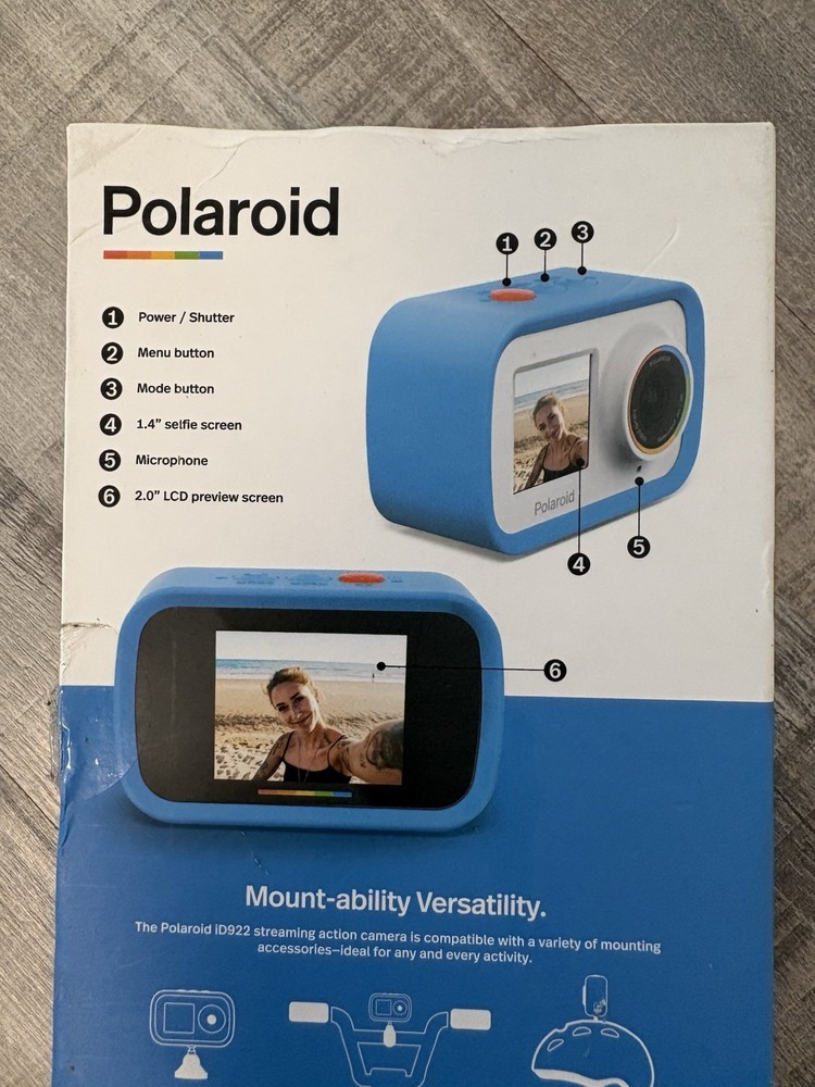 Blue Polaroid iD922 Streaming/Action 4k Digital Camera
