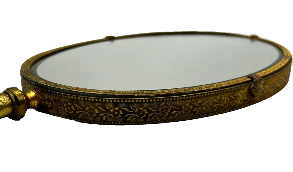 Antique Brass Handheld Vanity Mirror