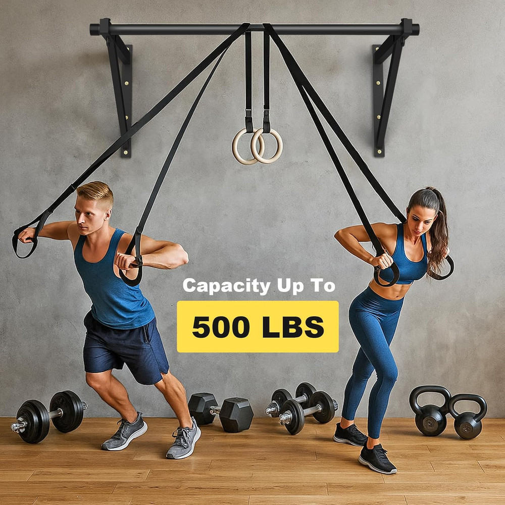 Pull up Bar Wall Mounted, Adjustable Depth 51" Chin up Bar, Strength Training Pu