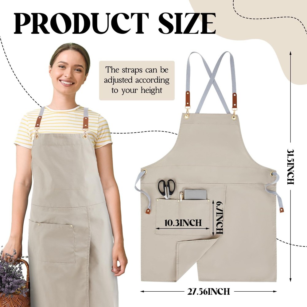 Crossback Pottery Apron Split Leg with Large Pocket Canvas Apron with Adjusta...