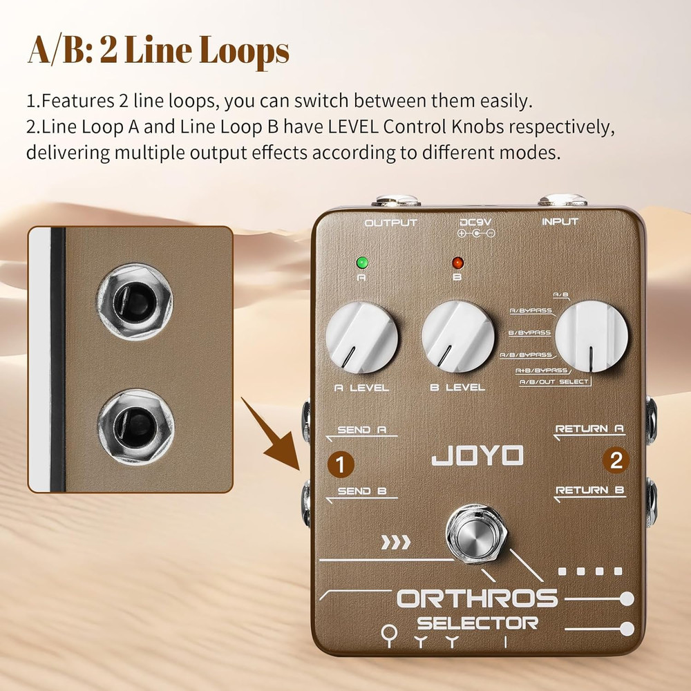 Line Selector Guitar Pedals 6 Mode Switch with AB 2 Effect Loops Independent Con