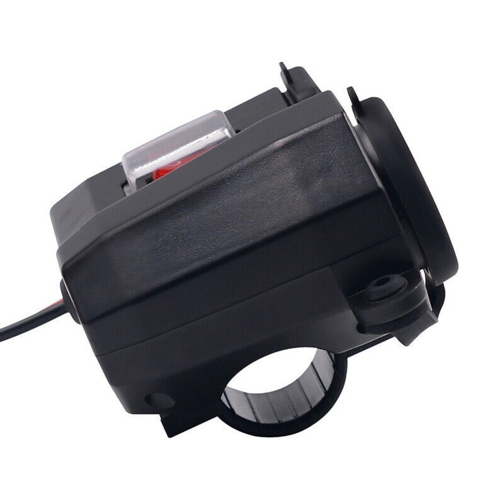 Motorcycle Handlebar Charger 12V 2 USB Port&Cigarette Lighter Socket Waterproof