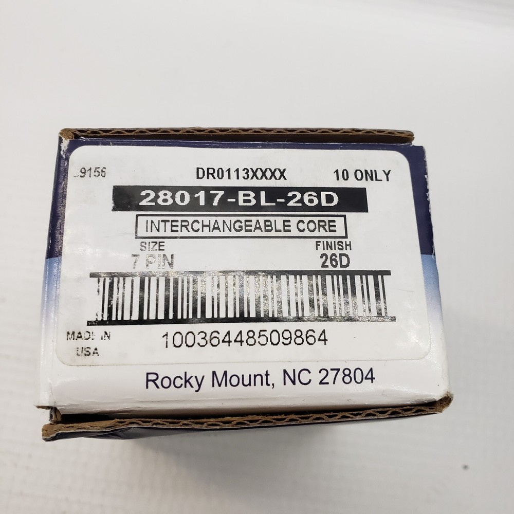 Small Format IC Core ILCO 7PIN 28017-BL-26D Lock, Box Of 10