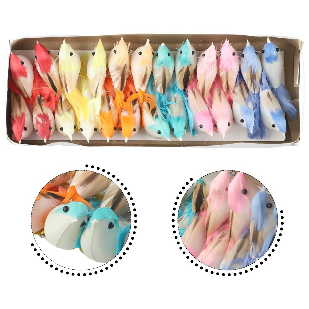 Simulation Feather Bird Home Garden Decor Multi Functional 24 Pcs DIY Crafts