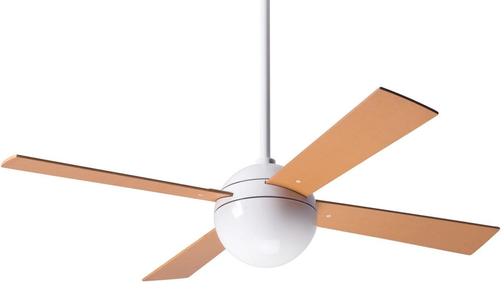 42" Gloss White Ceiling Fan with Maple Blades & Remote Control