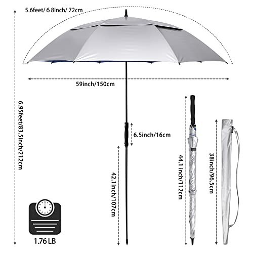 Extra Large 68" UV Golf/Beach Umbrella - Auto Open, Windproof Sun Shade, Rain Pr