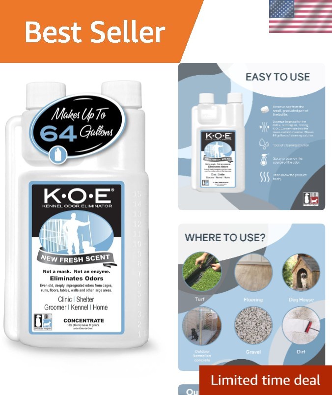 K.O.E. Kennel Odor Eliminator Concentrate 16 oz - Safe & Effective Fresh Scent
