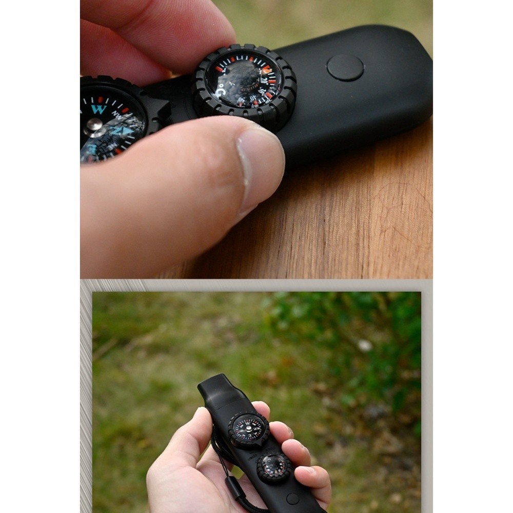 Multi functional 7 in 1 Whistle with LED Light For Compass for Camping Gear