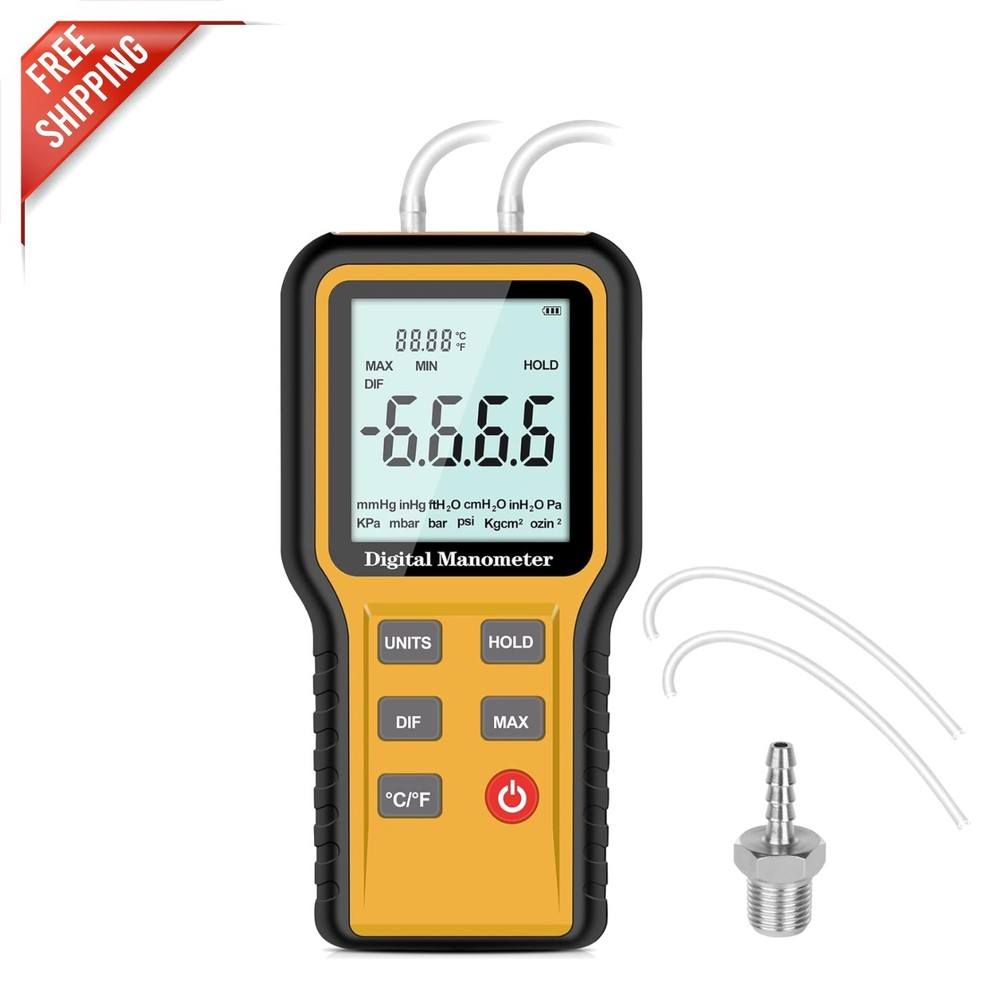 Durable ABS Digital Manometer - Accurate Pressure Measurements with Backlight