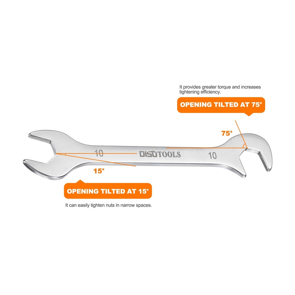 Super-Thin Open End Wrench 10mm Metric Angled Open-End Wrench