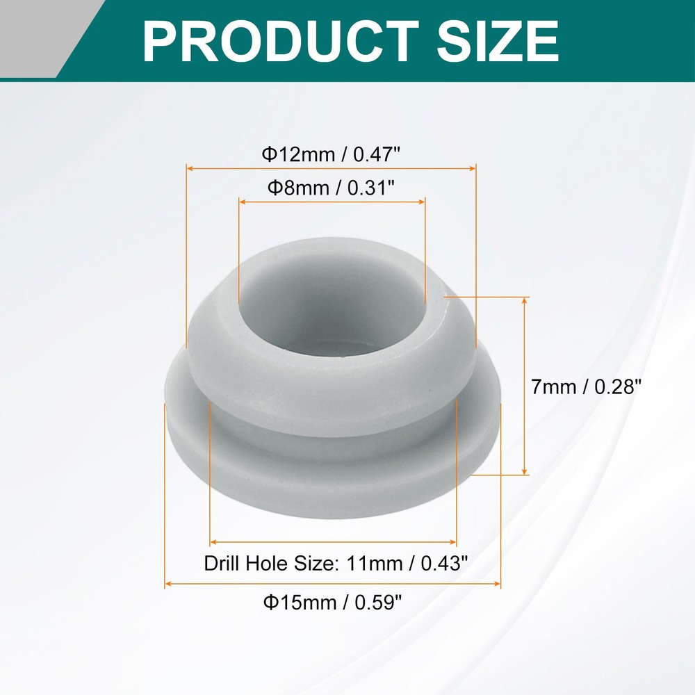 24Pcs Rubber Grommets, Mount Dia 11mm ID 8mm Firewall Hole Plug, Gray