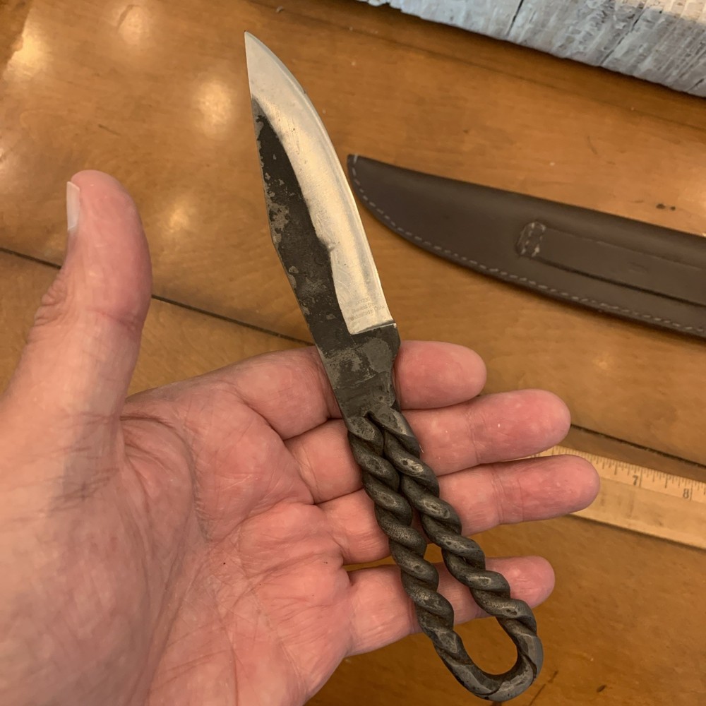 Vintage Handmade Bud K Twisted Iron Knife