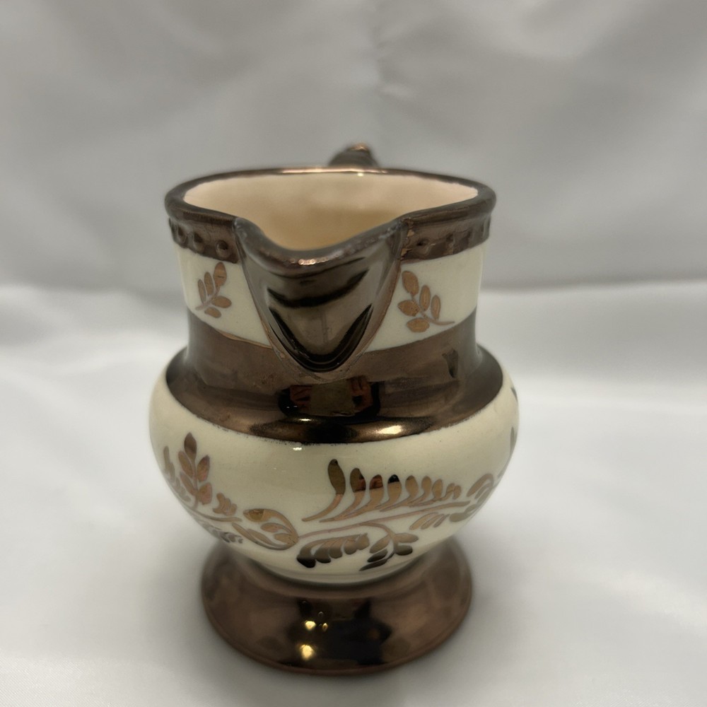 Le Noir Lusterware Handpainted 4" Lusterware Pitcher Dark Copper