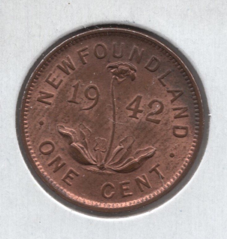 1942 Newfoundland 1 Cent Coin - UNC
