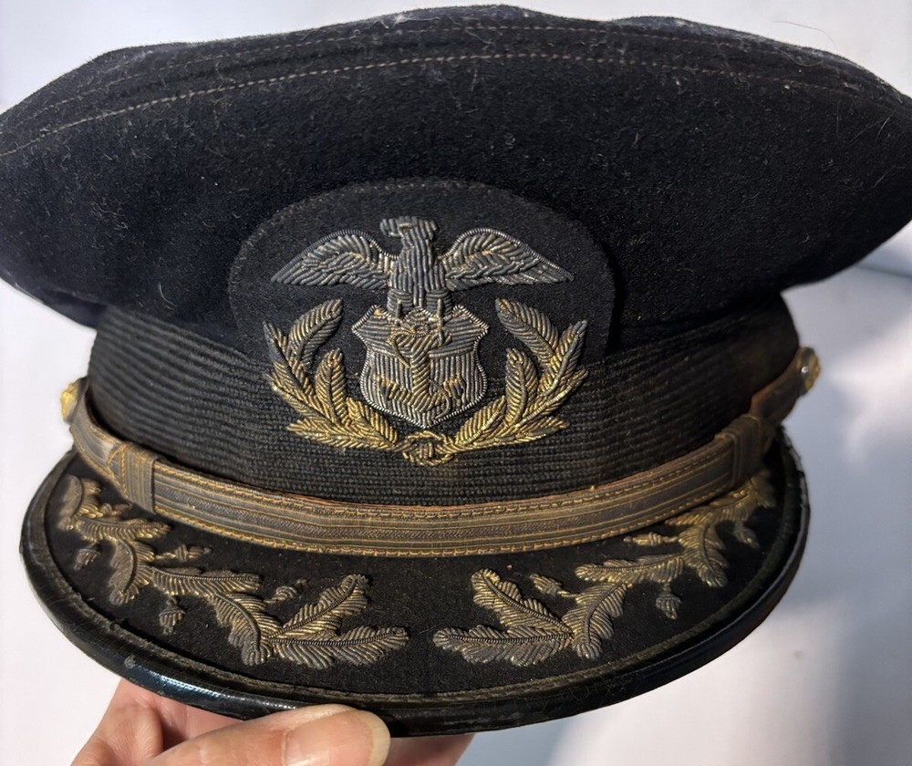 WWII US Navy Merchant Marine Commander Visor Hat Original