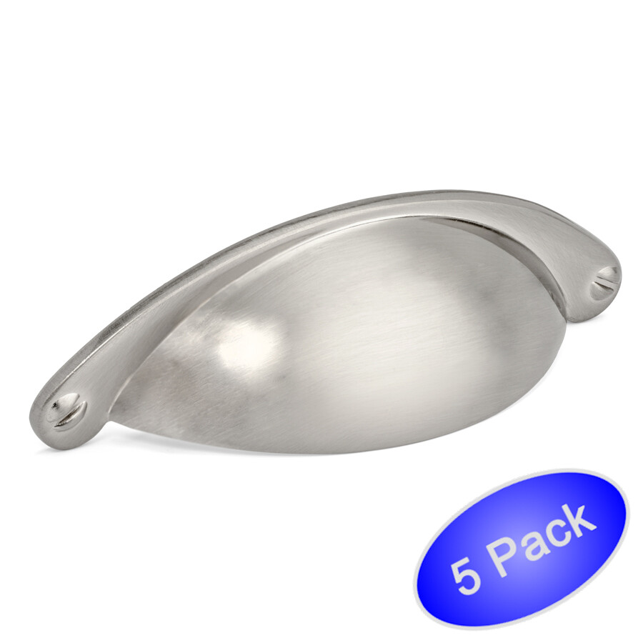 *5 Pack* Cosmas Cabinet Hardware Satin Nickel Cup Pulls #4199SN