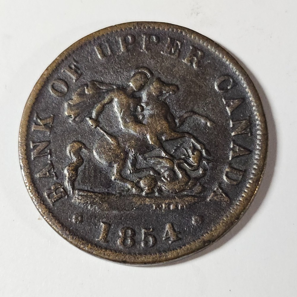 1854 UPPER CANADA - PLAIN 4 - half penny token - LOW COMBINED SHIP - CT-015