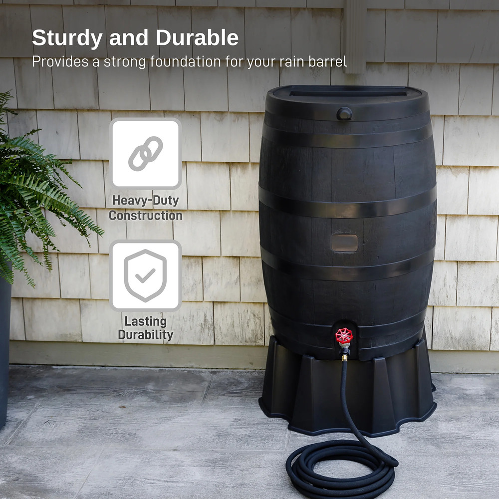 Flat Back Rain Barrel Stand, Black Color
