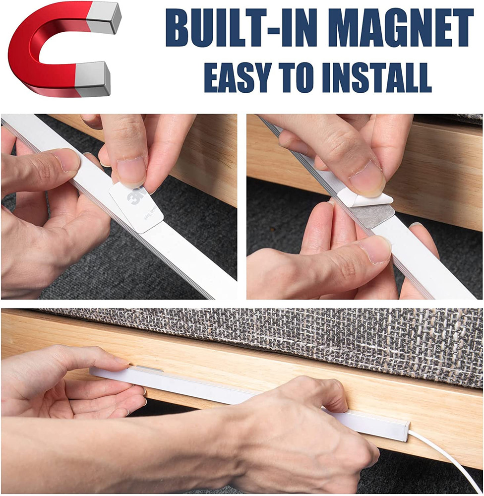 DWEPTU USB Powered under Cabinet Lighting, 12" Tool-Free Mount Dimmable LED Stri