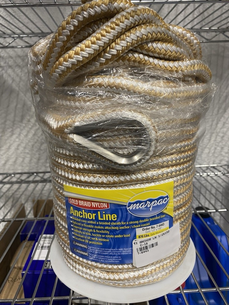 Gold Braid Nylon Anchor Line 1/2x150