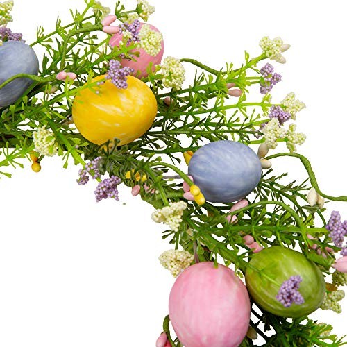 12 inch Artificial Easter Wreath with Colored Egg and Mixed Eggs With Twigs