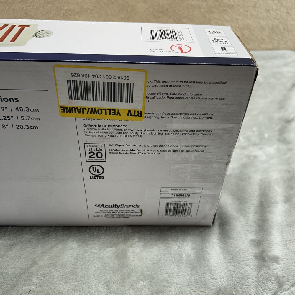 Lithonia Lighting LHQM LED R M6 Quantum Exit Emergency Light Combo White NOB