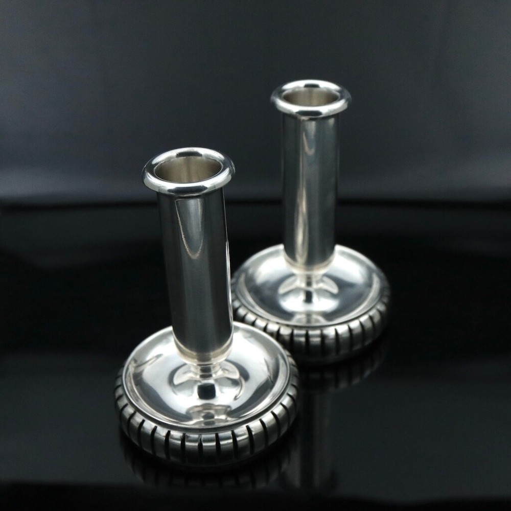 COHR, Denmark. Modern Sterling Silver Candlesticks.
