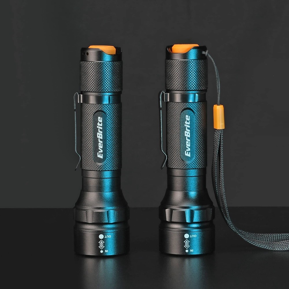 EverBrite 2PC 150Lumen Mini LED Flashlight Zoomable Adjustable Focus 3Light Mode
