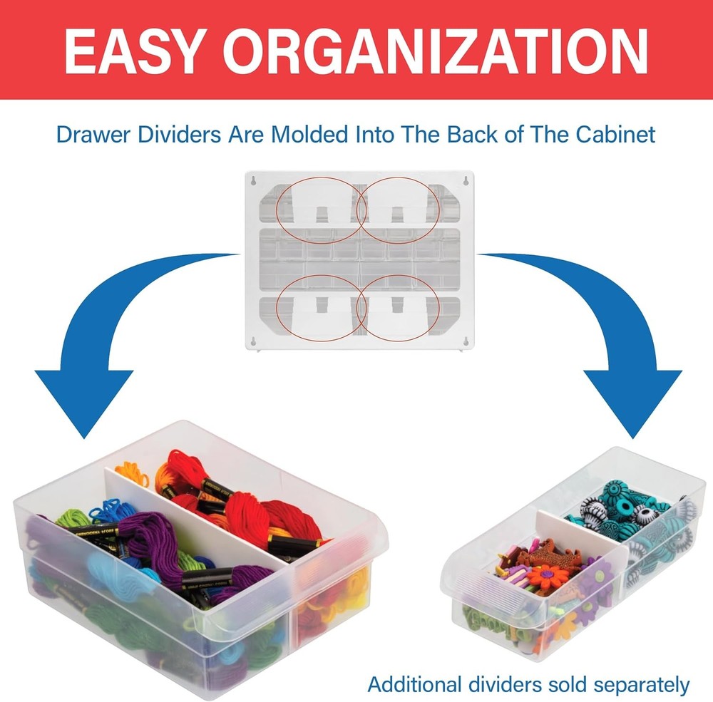 Plastic drawer storage cabinet with 24 drawers for organization