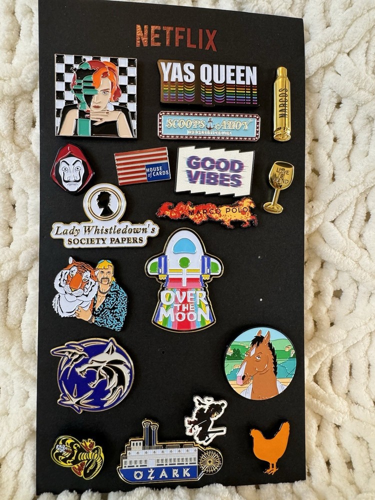 Netflix Limited Edition Pins Set (2 Are Missing) Ozark,Queen’s Gambit,Witcher
