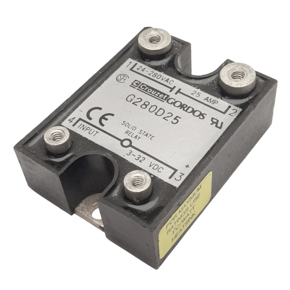 Gordos G280D25 Solid State Relay, SPST-NO, 24-280VAC 25A Max, 3-32VDC Input