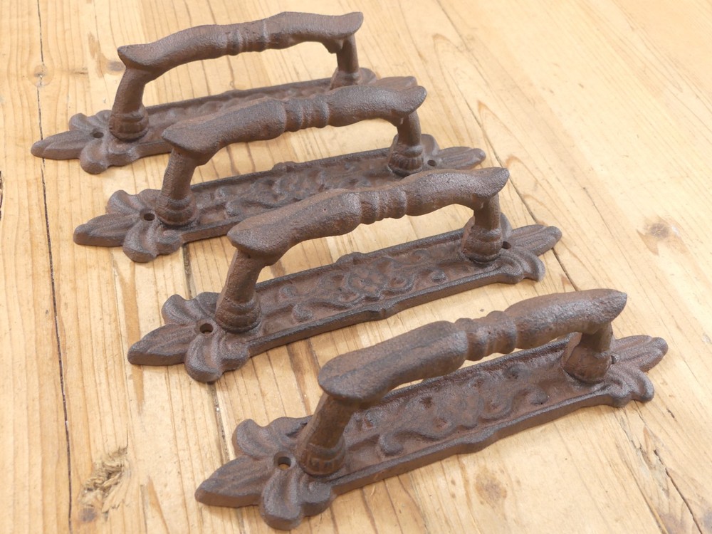 4 Cast Iron Antique Style Barn Handles Gate Pull Shed Door Handles Pulls Garden