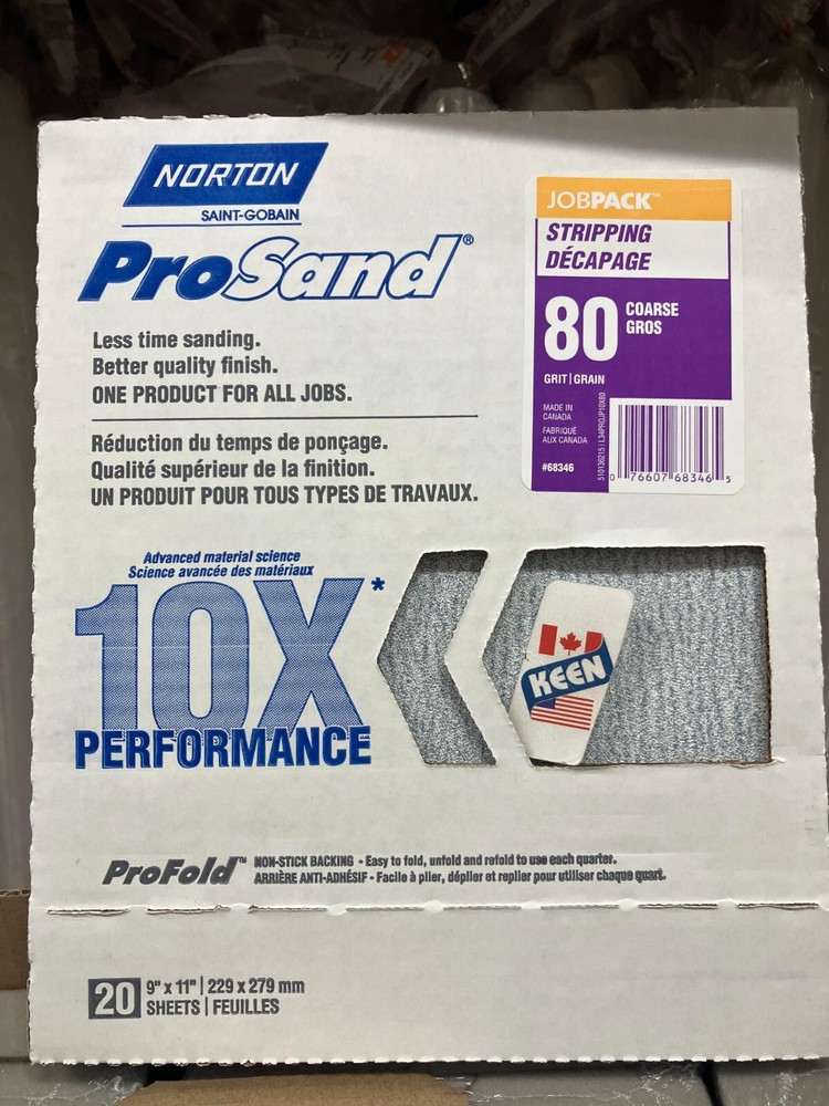 Norton CANADA ProSand 9" x 11" Sanding Sheets 80 Grit 20pack