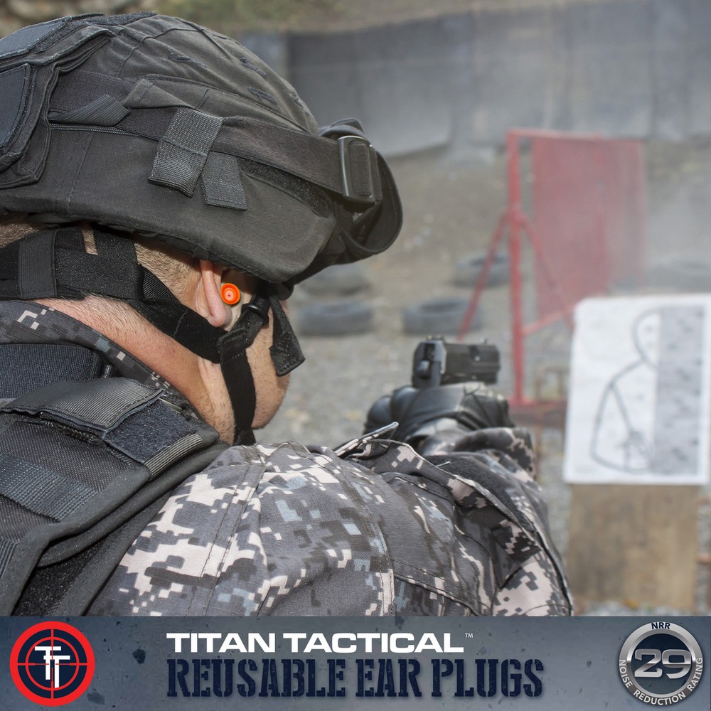 Titan Tactical 29NRR Reusable Shooting Ear Plugs w/ Removable Filter + Case