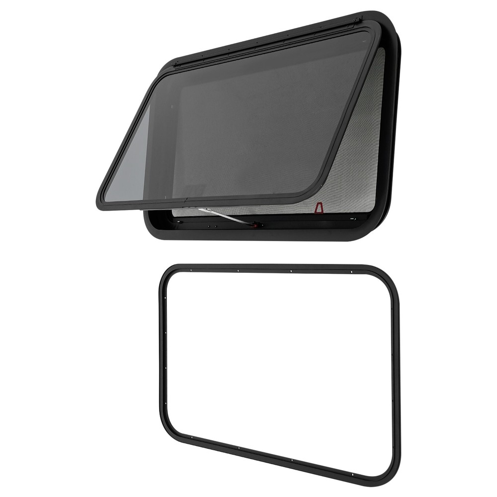 36" x 20" RV Exit Window with Trim Ring & Screen for Campers and Trailers
