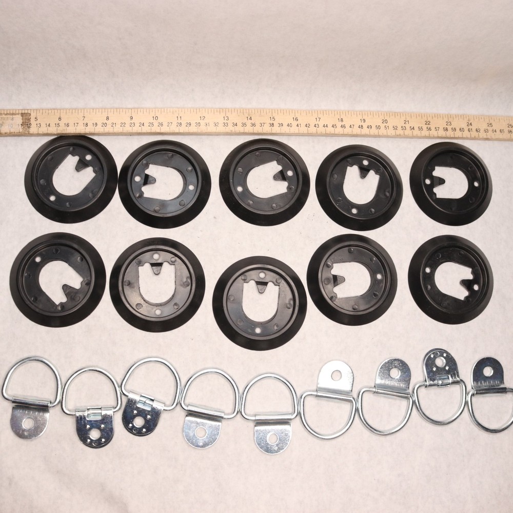 (10-Pk) D-Ring Tie-Downs with Plastic Pan Fitting Working Limit 533 Lbs