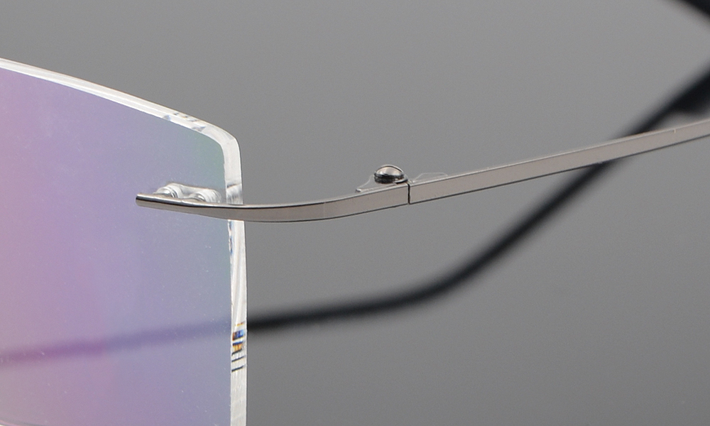 Men's Rimless β Titanium Eyeglasses Frames Rectangular Optical Frame Gunmetal