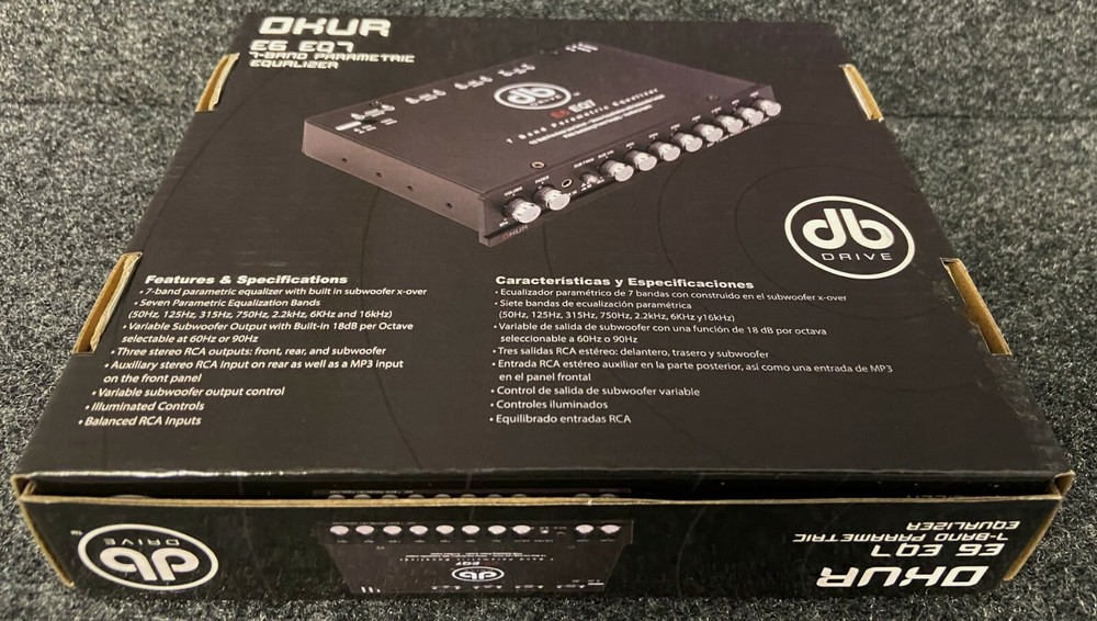DB DRIVE OKUR E6 EQ7 7-BAND PARAMETRIC EQUALIZER 3 RCA OUTPUTS FRONT/REAR/SUB