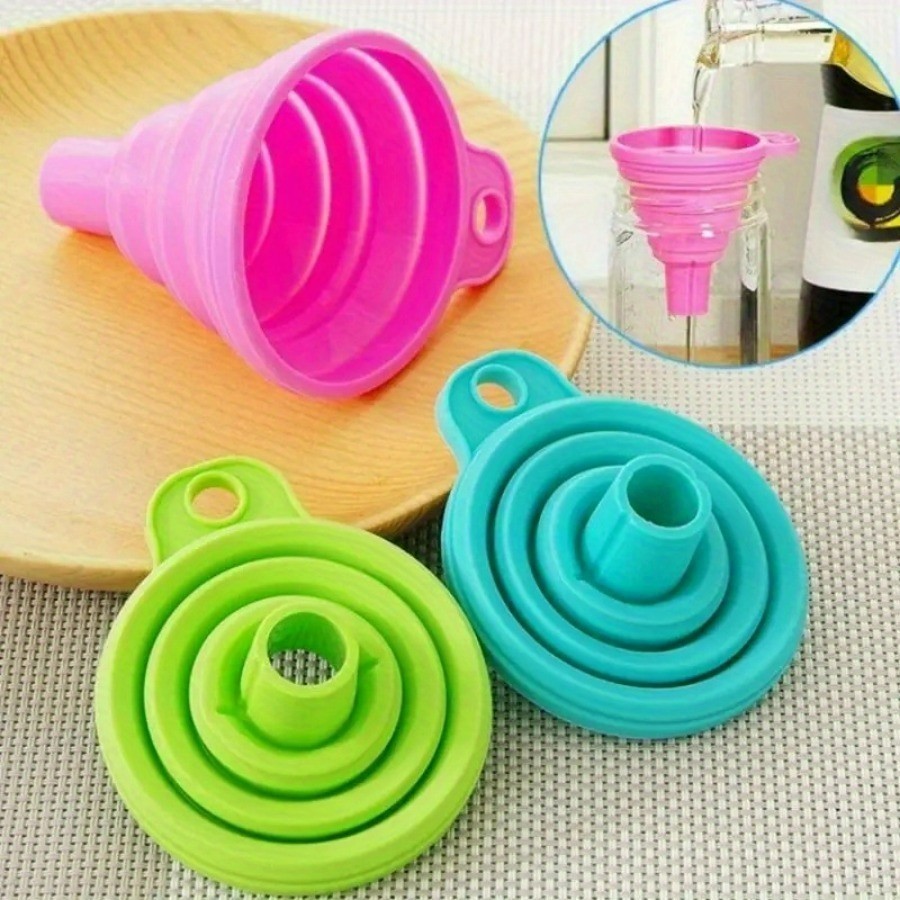 Portable 2pcs Silicone Funnels Collapsible Design Space Saver Kitchen Essentials